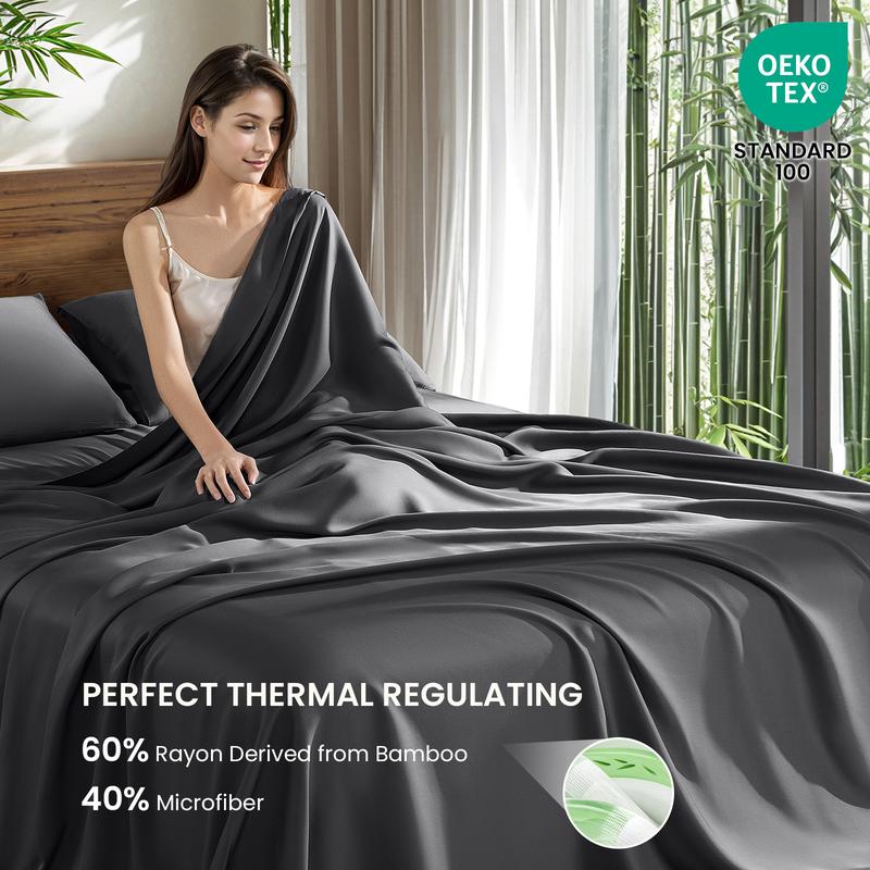Decolure Bamboo Sheets Set – Luxury, Silky Soft & Cooling